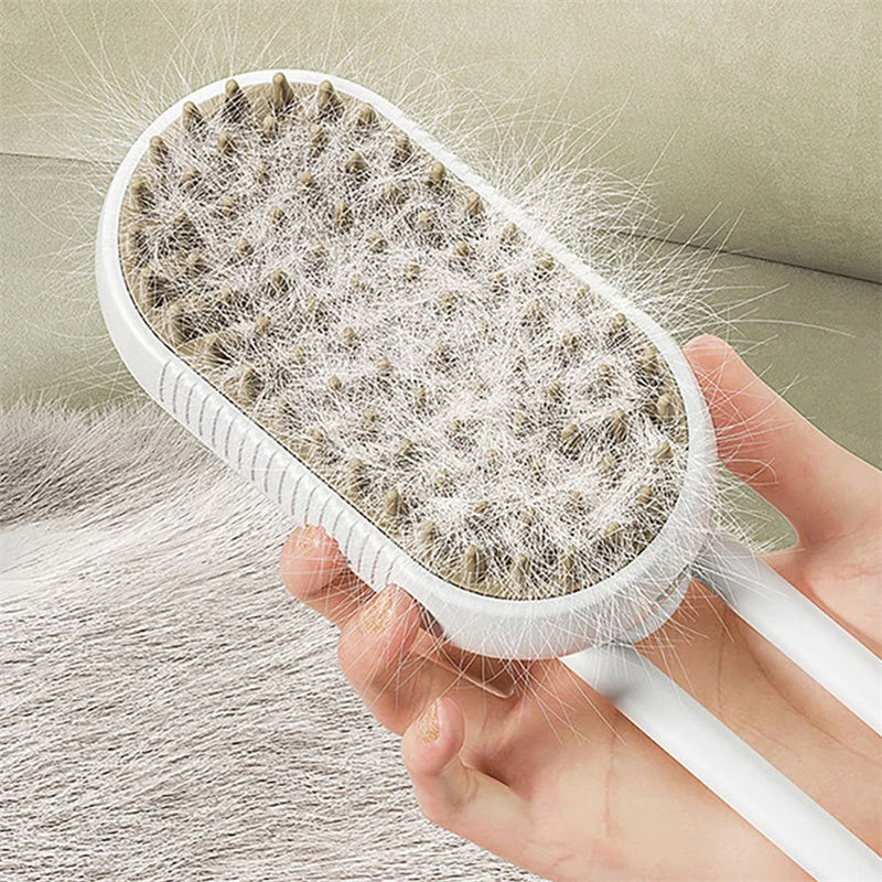 🐾 3-in-1 Electric Steam Pet Brush – Anti-Static Cat & Dog Grooming Comb with Massage & Hair Removal | USB Rechargeable Steam Spray Brush 🏷️