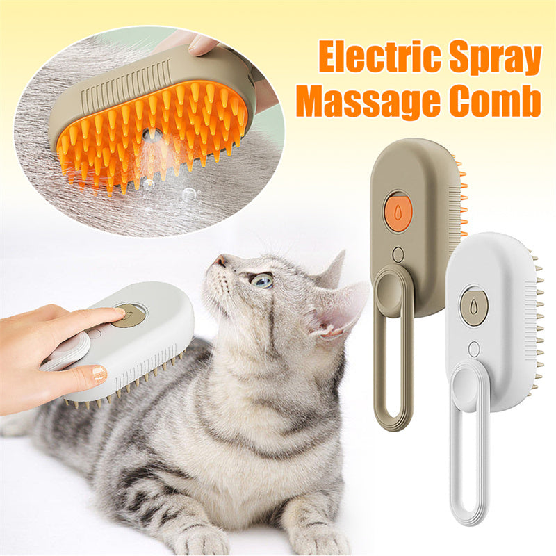 🐾 3-in-1 Electric Steam Pet Brush – Anti-Static Cat & Dog Grooming Comb with Massage & Hair Removal | USB Rechargeable Steam Spray Brush 🏷️