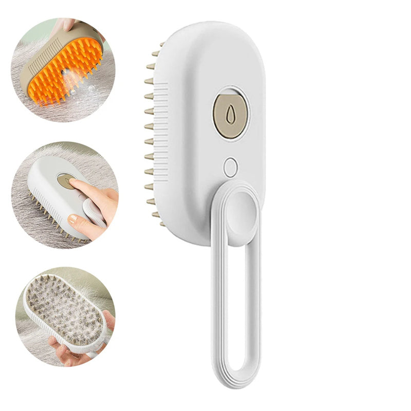 🐾 3-in-1 Electric Steam Pet Brush – Anti-Static Cat & Dog Grooming Comb with Massage & Hair Removal | USB Rechargeable Steam Spray Brush 🏷️