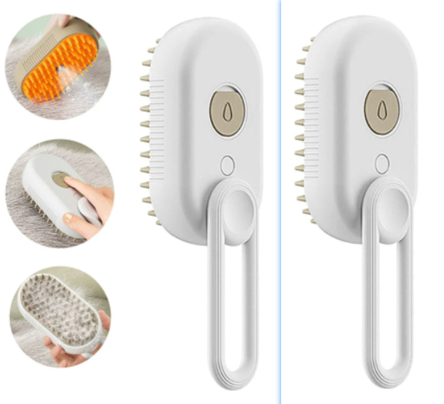 🐾 3-in-1 Electric Steam Pet Brush – Anti-Static Cat & Dog Grooming Comb with Massage & Hair Removal | USB Rechargeable Steam Spray Brush 🏷️