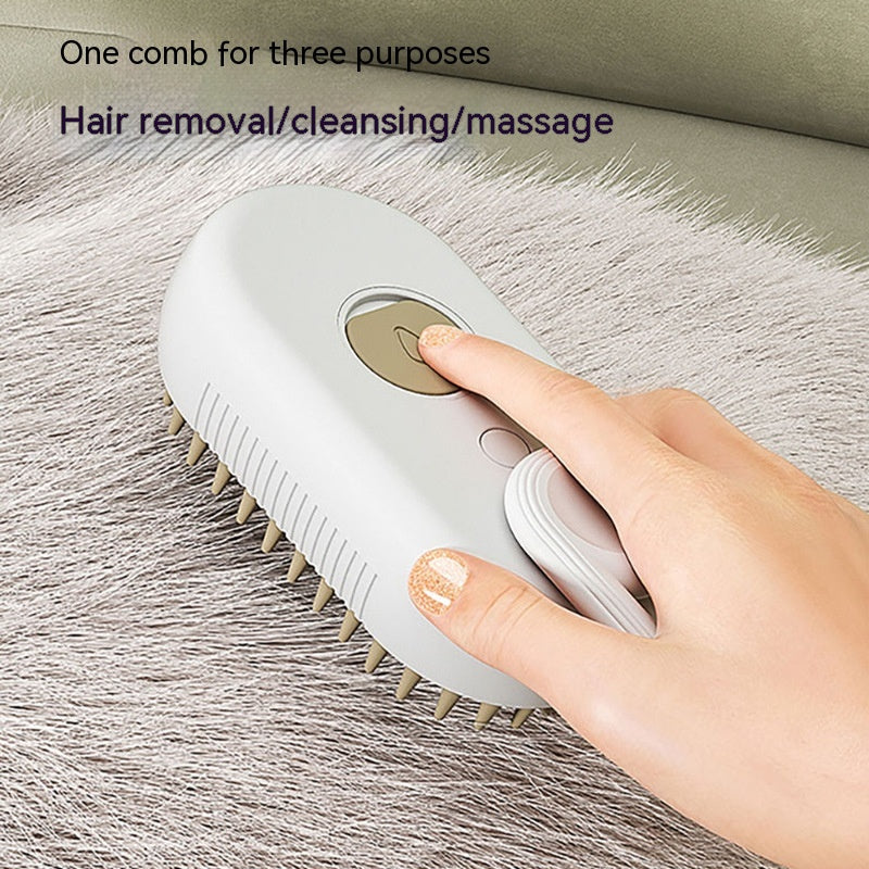 🐾 3-in-1 Electric Steam Pet Brush – Anti-Static Cat & Dog Grooming Comb with Massage & Hair Removal | USB Rechargeable Steam Spray Brush 🏷️