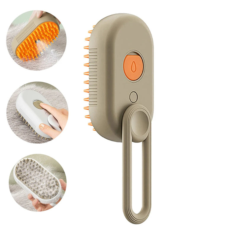🐾 3-in-1 Electric Steam Pet Brush – Anti-Static Cat & Dog Grooming Comb with Massage & Hair Removal | USB Rechargeable Steam Spray Brush 🏷️